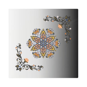 Black and Gold Mandala Floral Art