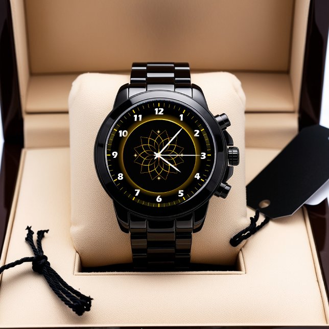 Black and Gold Mandala Wristwatch – Artistic Watch (Creator Uploaded)