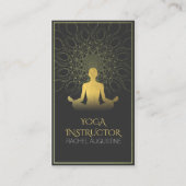 Black and Gold Mandala Yoga Meditation & Om Symbol Business Card (Front)