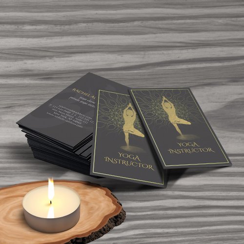 Black and Gold Mandala Yoga Meditation  Om Symbol Business Card