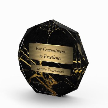 Black And Gold Marble Award by SharonCullars at Zazzle