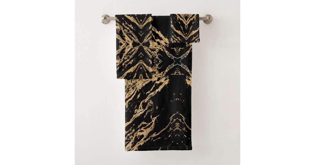 Black and Gold Marble Bath Towel Set Zazzle