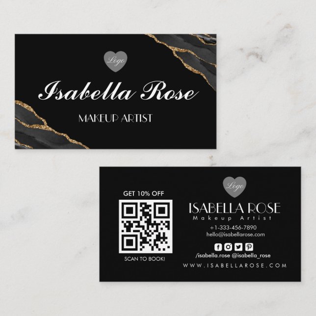Black and Gold Marble Business Card (Front/Back)