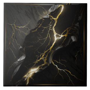 Black and Gold Marble Ceramic Tile