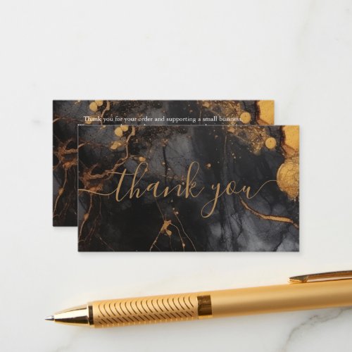 Black and gold marble customer thank you enclosure card