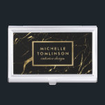 Black and Gold Marble Designer Business Card Case<br><div class="desc">Your name or business name is elegantly displayed over a black and faux gold background for a very chic aesthetic. The organic marble pattern feels luxurious and rich on this stylish business card case. A chic design for yourself or for a gift! © 1201AM Design Studio</div>