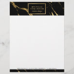 Black and Gold Marble Designer Letterhead<br><div class="desc">Coordinates with the Black and Gold Marble Designer Business Card Template by 1201AM. Your name or business name is elegantly displayed over a black and faux gold background for a very chic aesthetic. The organic marble pattern feels luxurious and rich on this personalized letterhead template. © 1201AM CREATIVE</div>