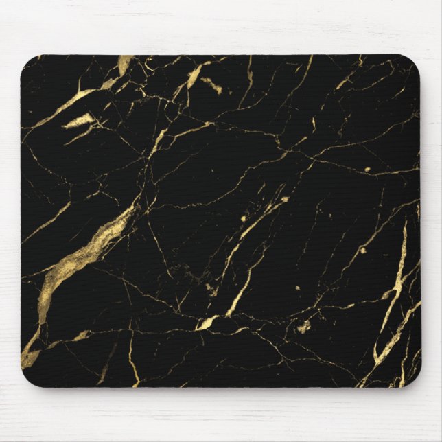 Black and Gold Marble Designer Mouse Pad (Front)