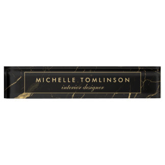 Black and Gold Marble Designer Nameplate