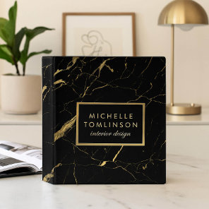 Black and Gold Marble Designer Personalized Binder