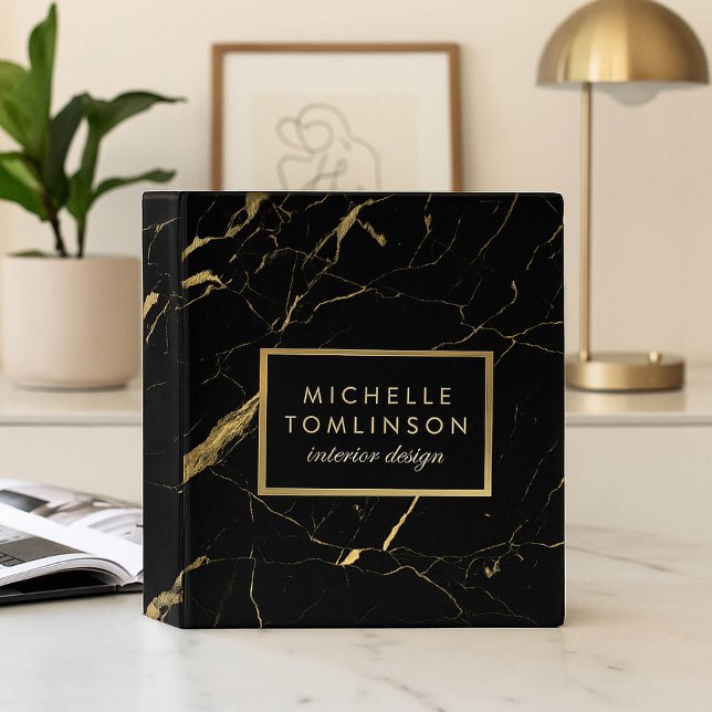 Black and Gold Marble Designer Personalized Binder (Creator Uploaded)