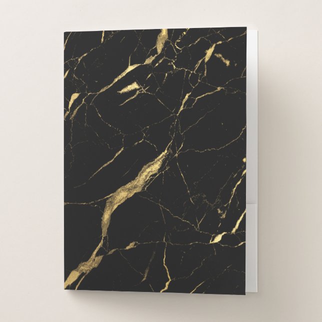 Black and Gold Marble Designer Pocket Folder (Front)
