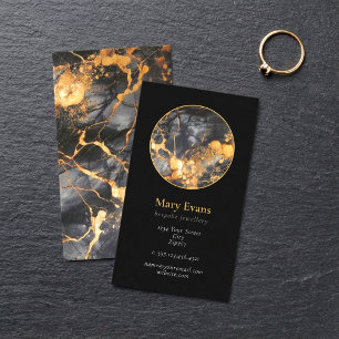 Black and gold marble effect modern business card