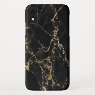 Black and Gold Marble Elegant Modern Print iPhone XR Case