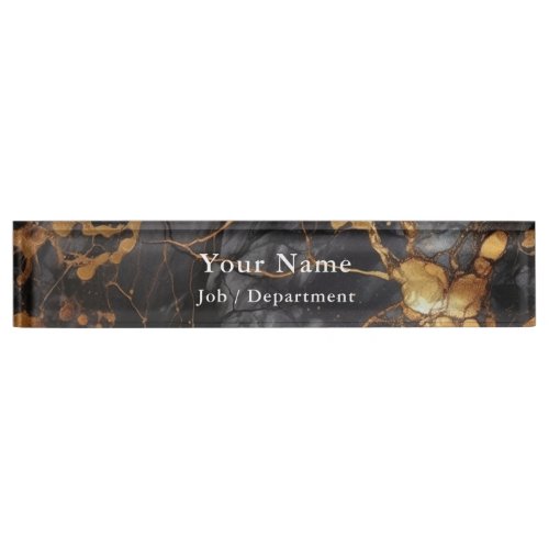 Black and gold marble executive desk name plate
