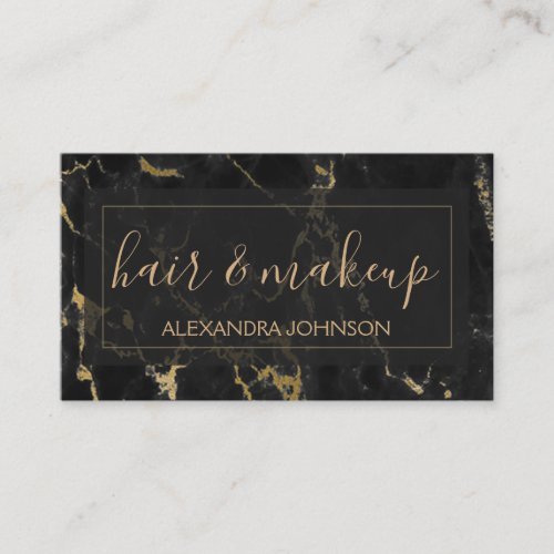 Black and Gold Marble Hair and Makeup Business Card