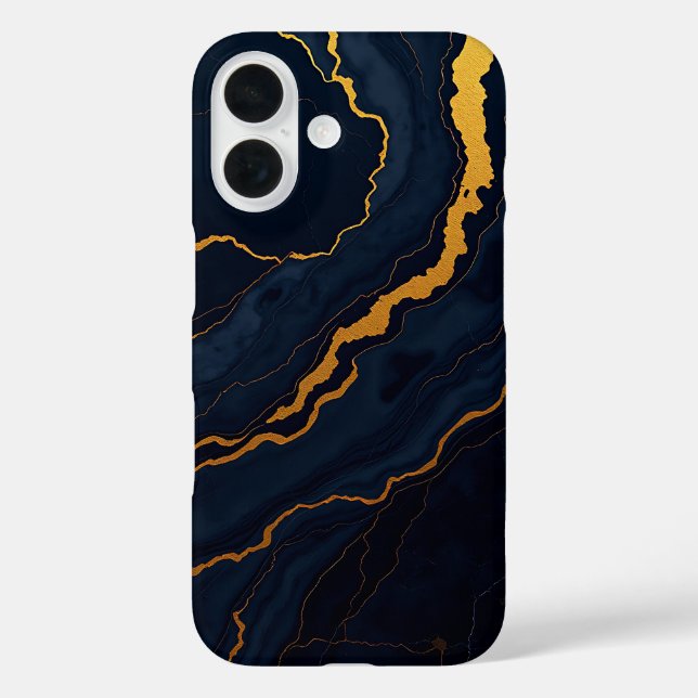 Black and Gold Marble-Inspired Phone Case (Back)