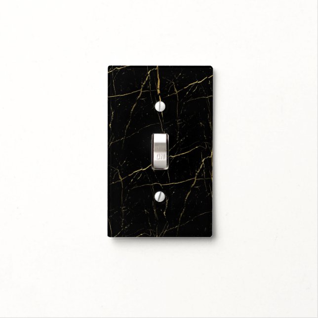 Black and Gold Marble Light Switch Cover (In Situ)