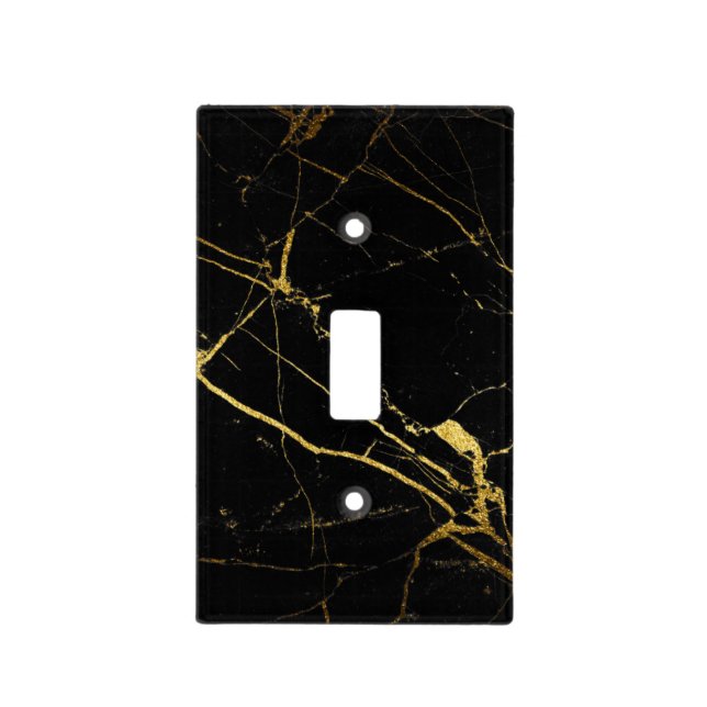 Black and Gold Marble Light Switch Cover (Front)