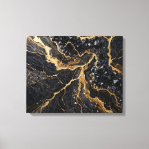 Black and Gold Marble Luxury Canvas Print - Elegan