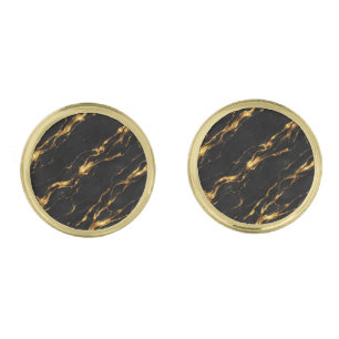 Black and Gold Marble Luxury Liquid Gold Vein Cufflinks