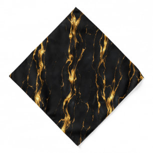 Black and Gold Marble Luxury Pocket Square Bandana