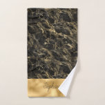 Black And Gold Marble Monogram Hand Towel at Zazzle