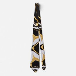 Black and Gold Marble   Neck Tie