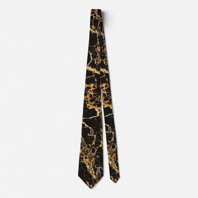 Black and Gold Marble, Neck Tie (Front)