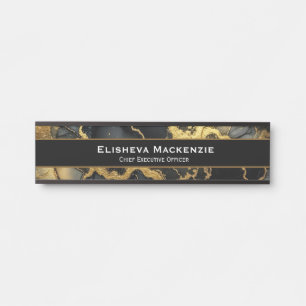 Black and Gold Marble Office Door Sign Name Plate