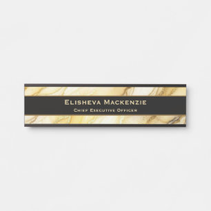 Black and Gold Marble Office Door Sign Name Plate