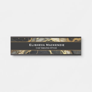 Black and Gold Marble Office Door Sign Name Plate