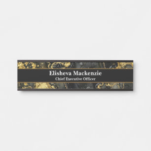 Black and Gold Marble Office Door Sign Name Plate