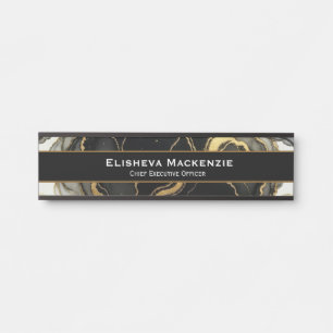 Black and Gold Marble Office Door Sign Name Plate