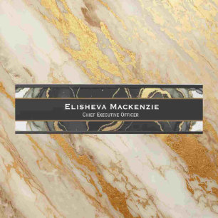 Black and Gold Marble Office Door Sign Name Plate