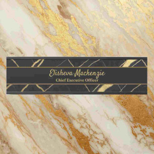 Black and Gold Marble Office Door Sign Name Plate