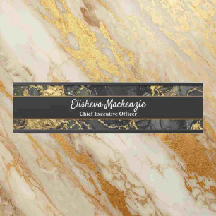 Black and Gold Marble Office Door Sign Name Plate