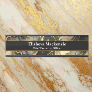 Black and Gold Marble Office Door Sign Name Plate