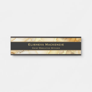Black and Gold Marble Office Door Sign Name Plate