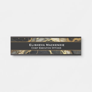 Black and Gold Marble Office Door Sign Name Plate