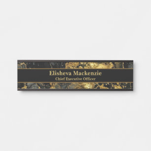 Black and Gold Marble Office Door Sign Name Plate