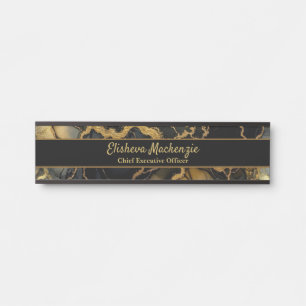 Black and Gold Marble Office Door Sign Name Plate