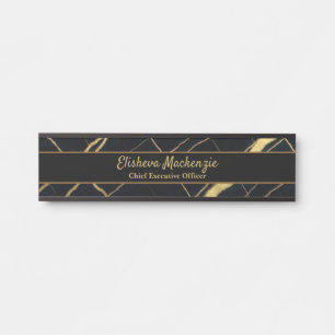 Black and Gold Marble Office Door Sign Name Plate