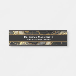 Black and Gold Marble Office Door Sign Name Plate