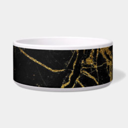 Black and Gold Marble Pet Bowl