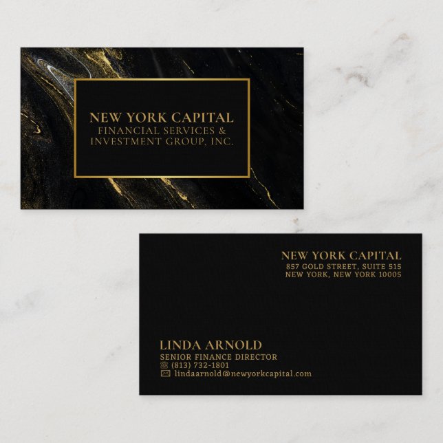 Black and Gold Marble Professional Business Card (Front/Back)