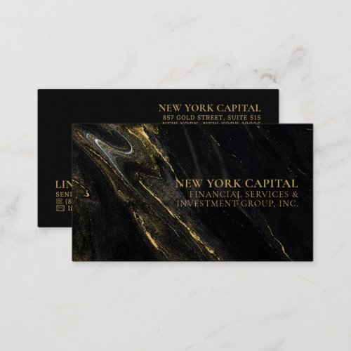 Black and Gold Marble Professional Business Card