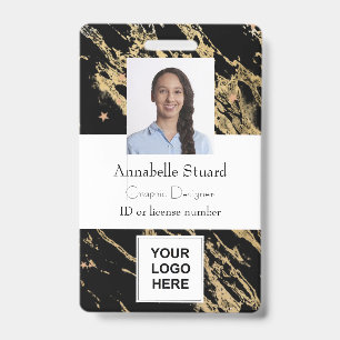 Black and gold marble simple minimal professional badge