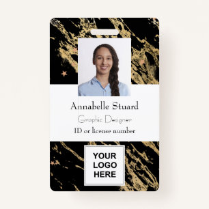 Black and gold marble simple minimal professional  badge