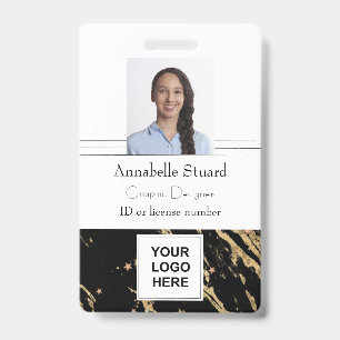 Black and gold marble simple minimal professional badge